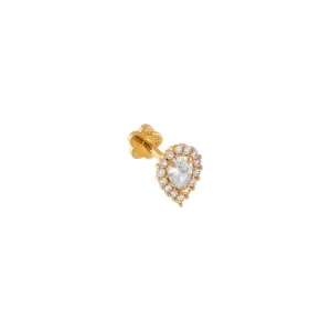 CZ Teardrop Threaded Stud Earring 14K