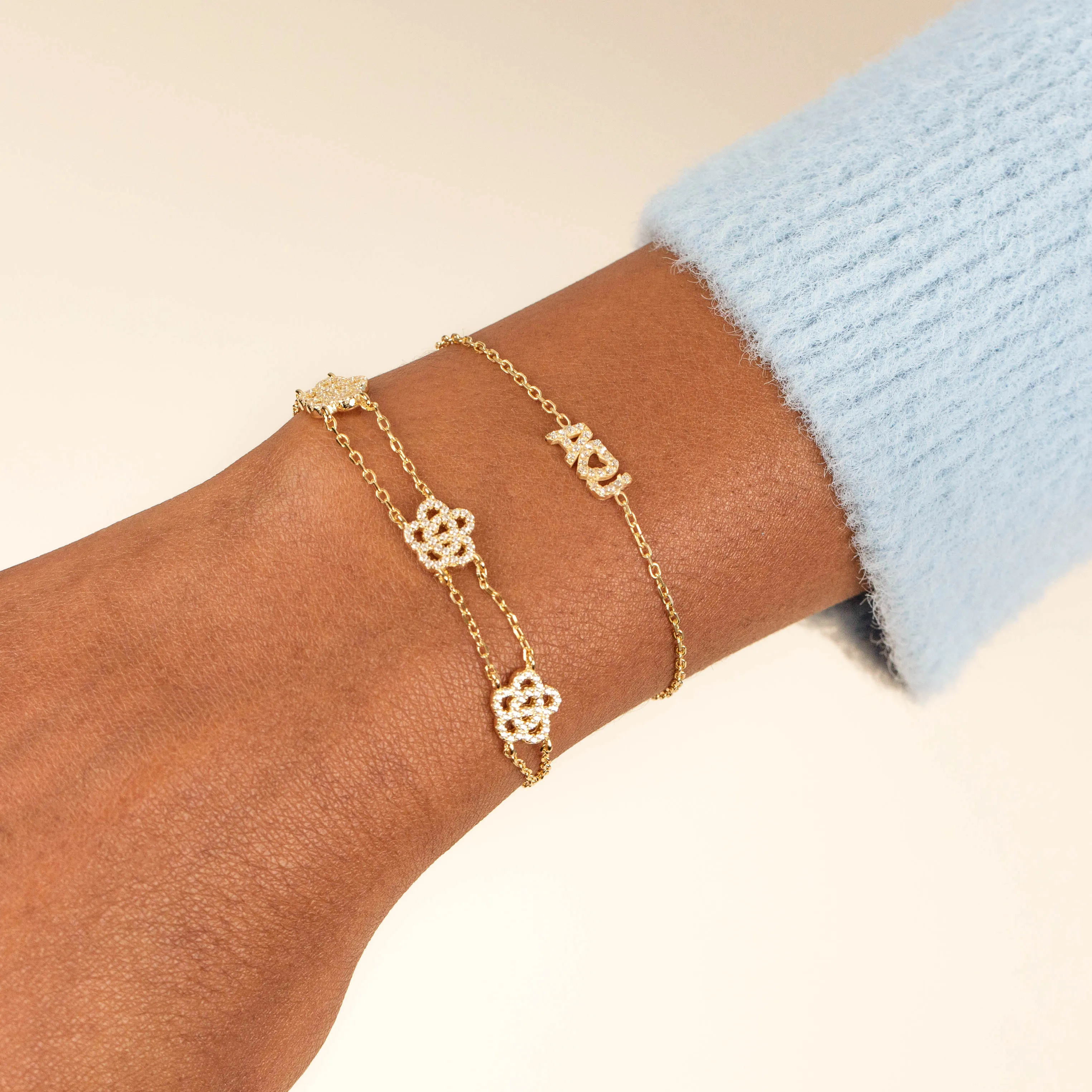 CZ Triple Rose Flower Bracelet