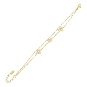 CZ Triple Rose Flower Bracelet