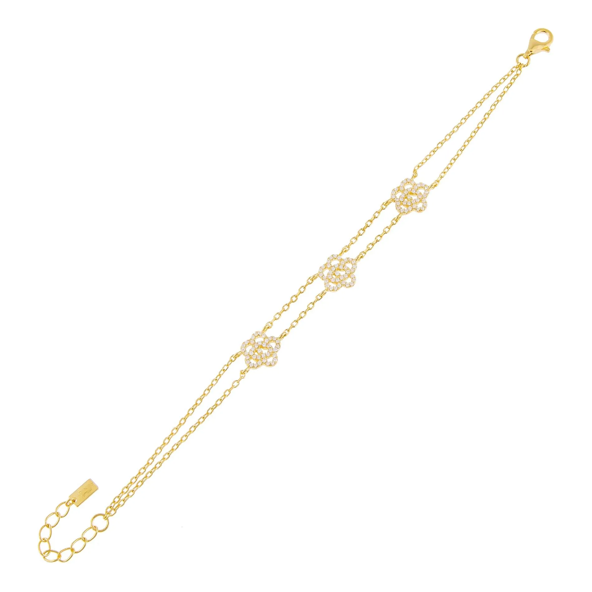 CZ Triple Rose Flower Bracelet