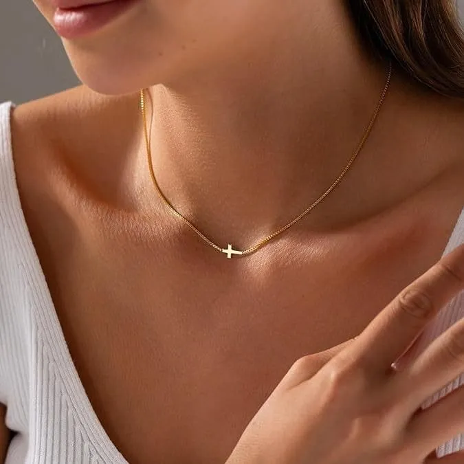 Dainty Cross Necklace In Gold