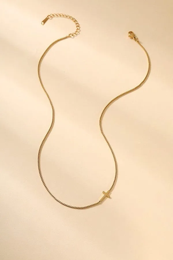 Dainty Cross Necklace In Gold