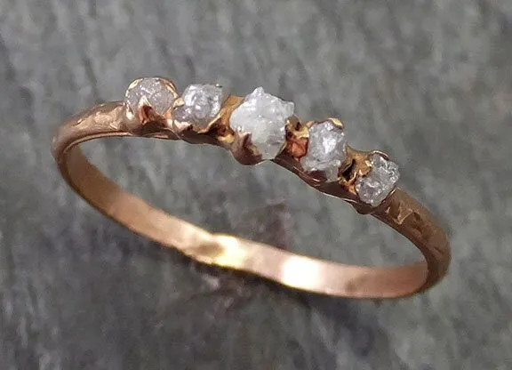 Dainty Diamond Engagement Stacking ring Wedding anniversary Rose Gold 14k Rustic byAngeline c0261