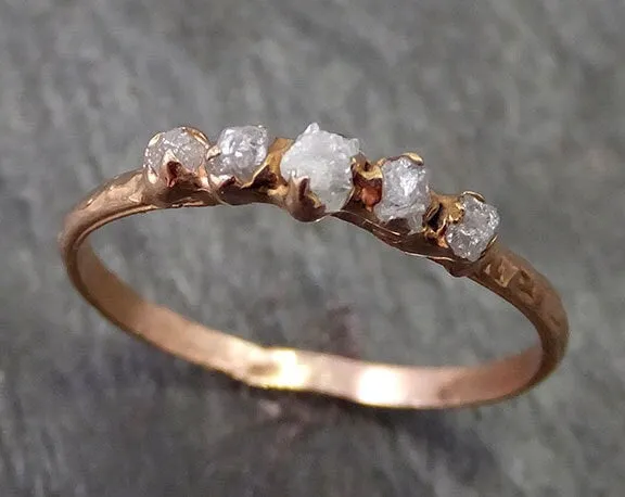 Dainty Diamond Engagement Stacking ring Wedding anniversary Rose Gold 14k Rustic byAngeline c0261