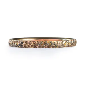 Dainty Earthen Mokume Firestorm Twist Ring with Hammered Finish