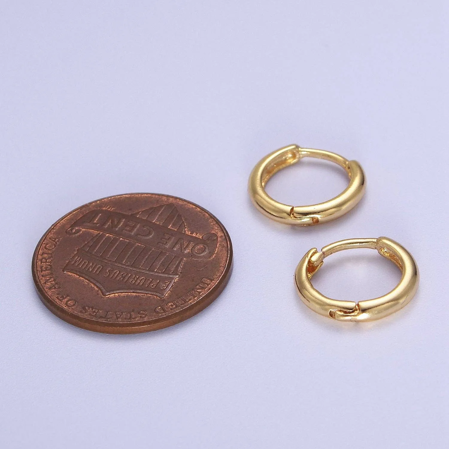 Dainty Gold Huggie Earring 12mm Simple Minimalist Hoop