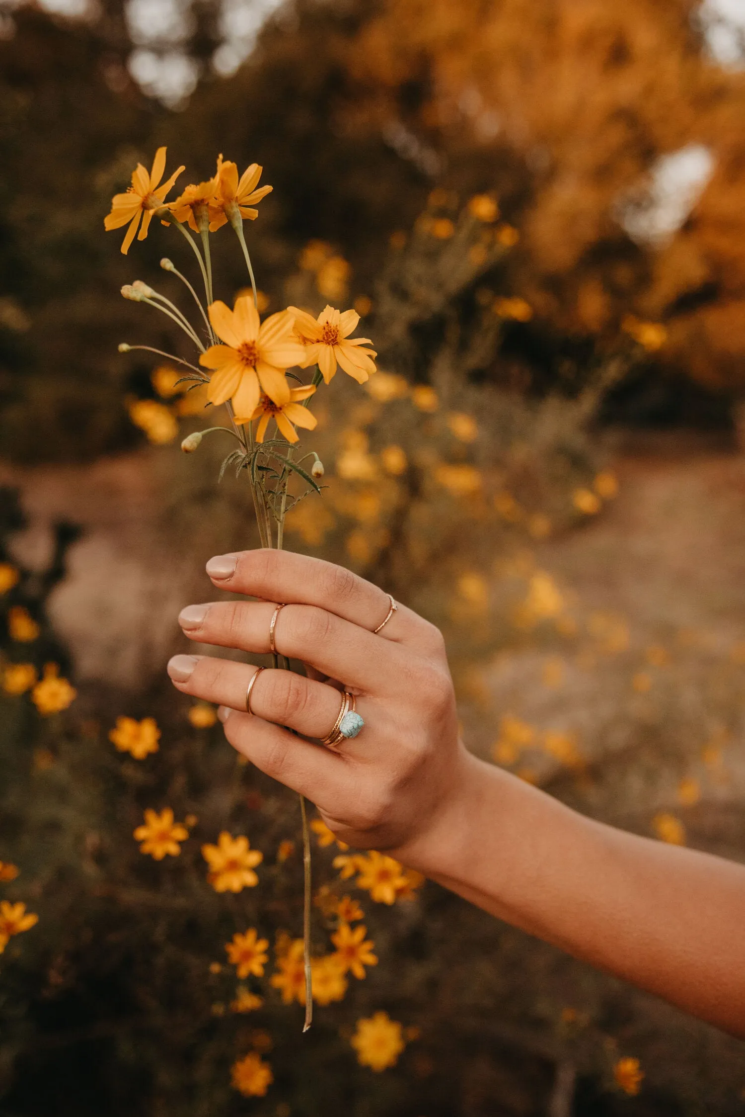 Dainty Hammered Turquoise Ring