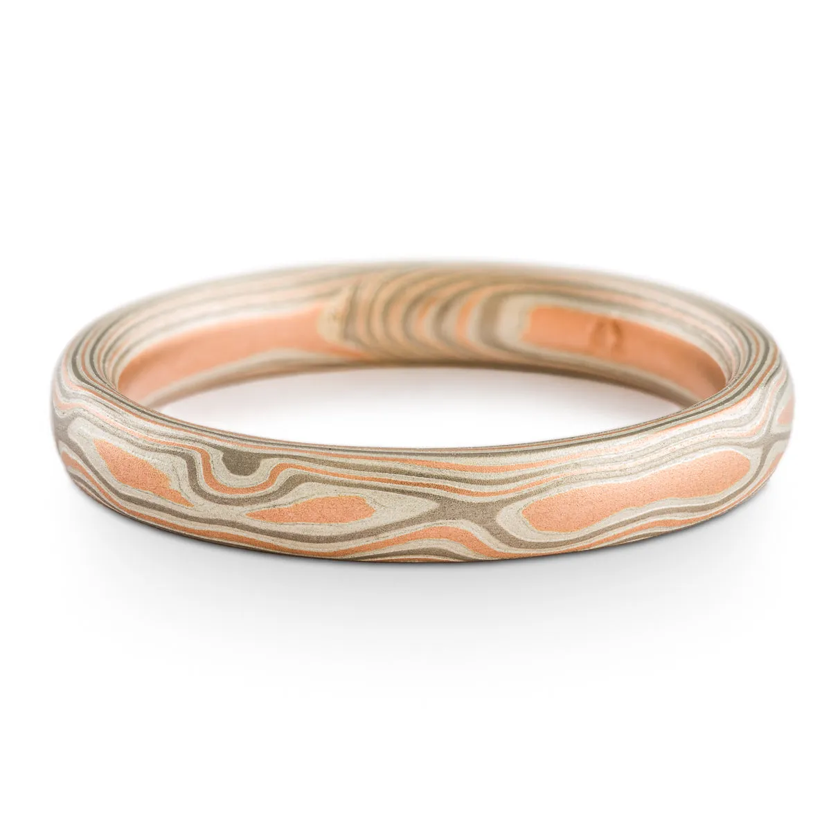 Dainty Mokume Gane Ring in Embers Palette and Woodgrain Pattern