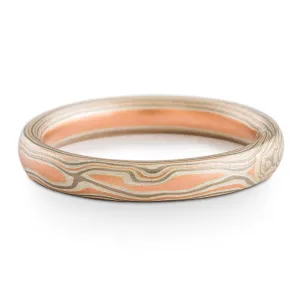 Dainty Mokume Gane Ring in Embers Palette and Woodgrain Pattern