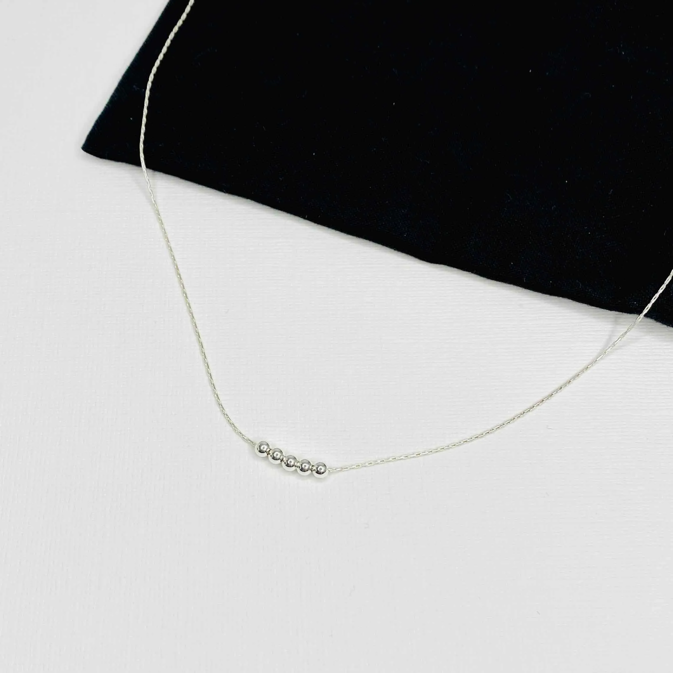 Dainty Multiple Silver Bead Necklace