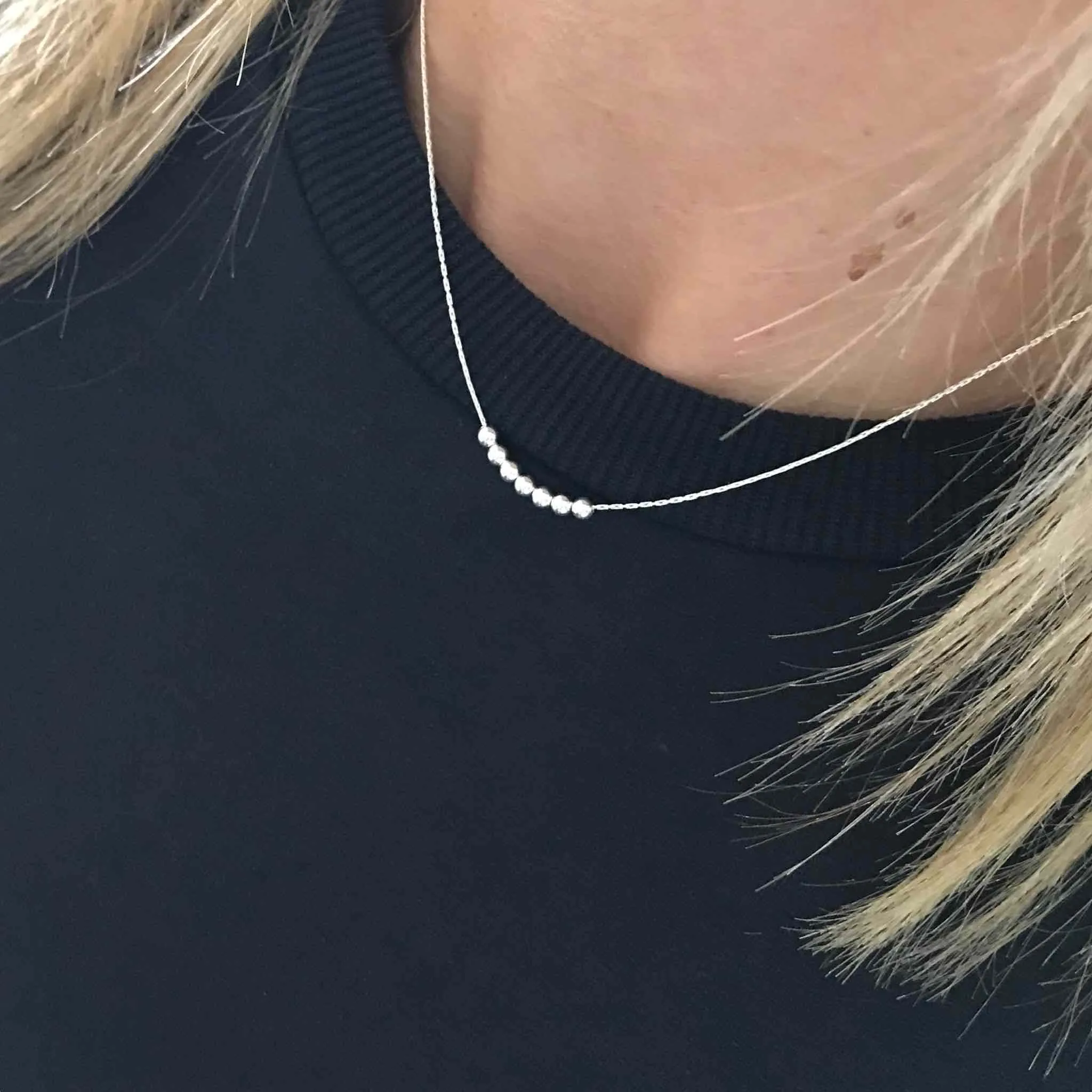 Dainty Multiple Silver Bead Necklace