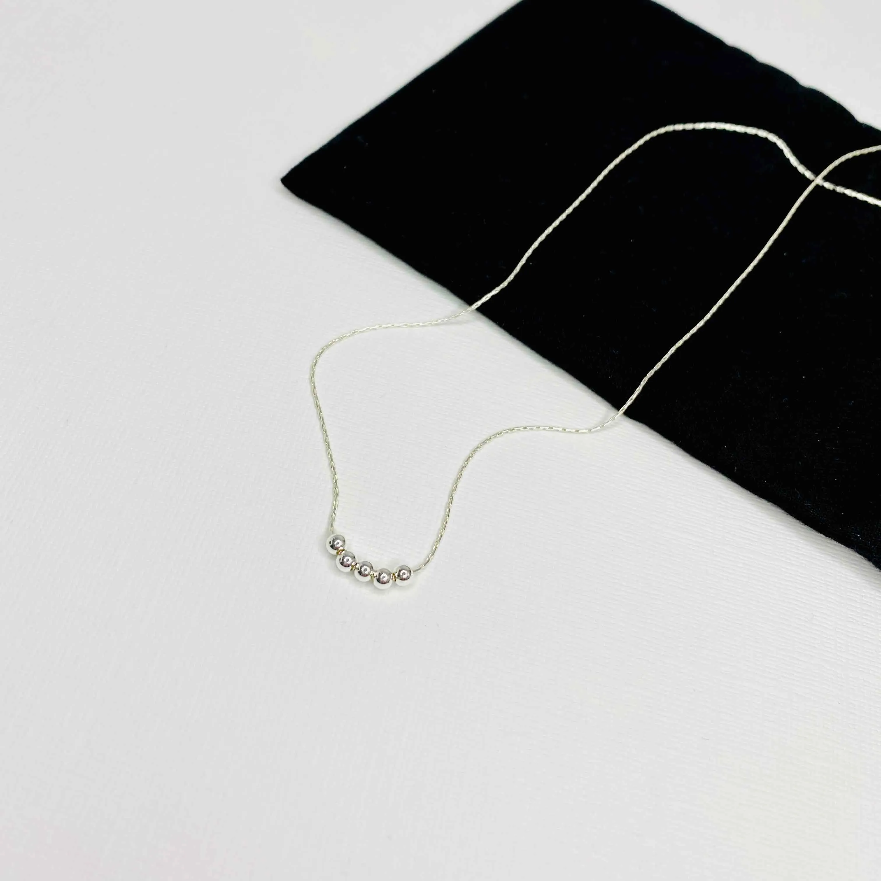Dainty Multiple Silver Bead Necklace