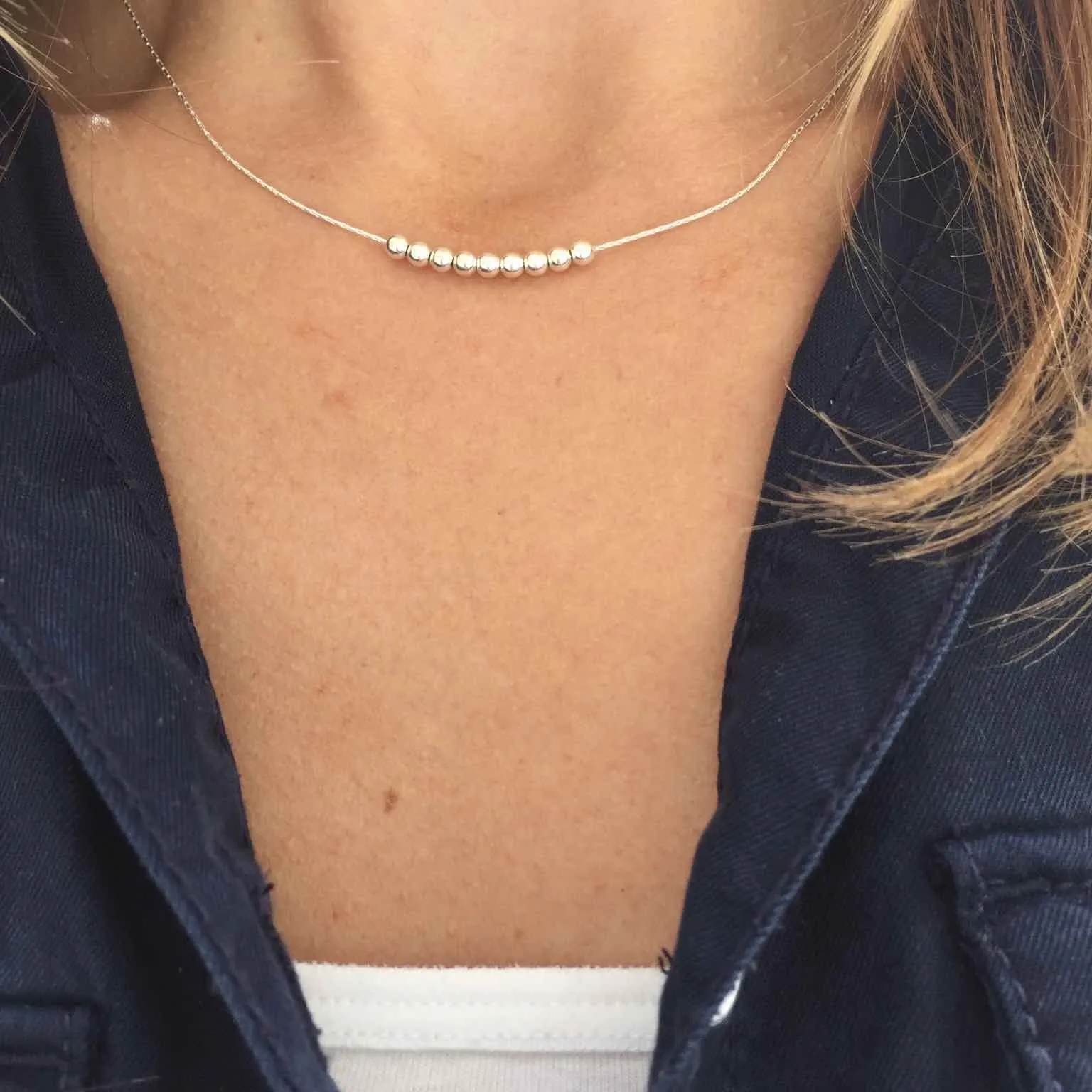 Dainty Multiple Silver Bead Necklace