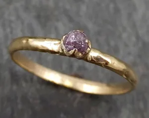 dainty raw rough uncut conflict free pink diamond solitaire 14k gold wedding ring by angeline 0345 Alternative Engagement