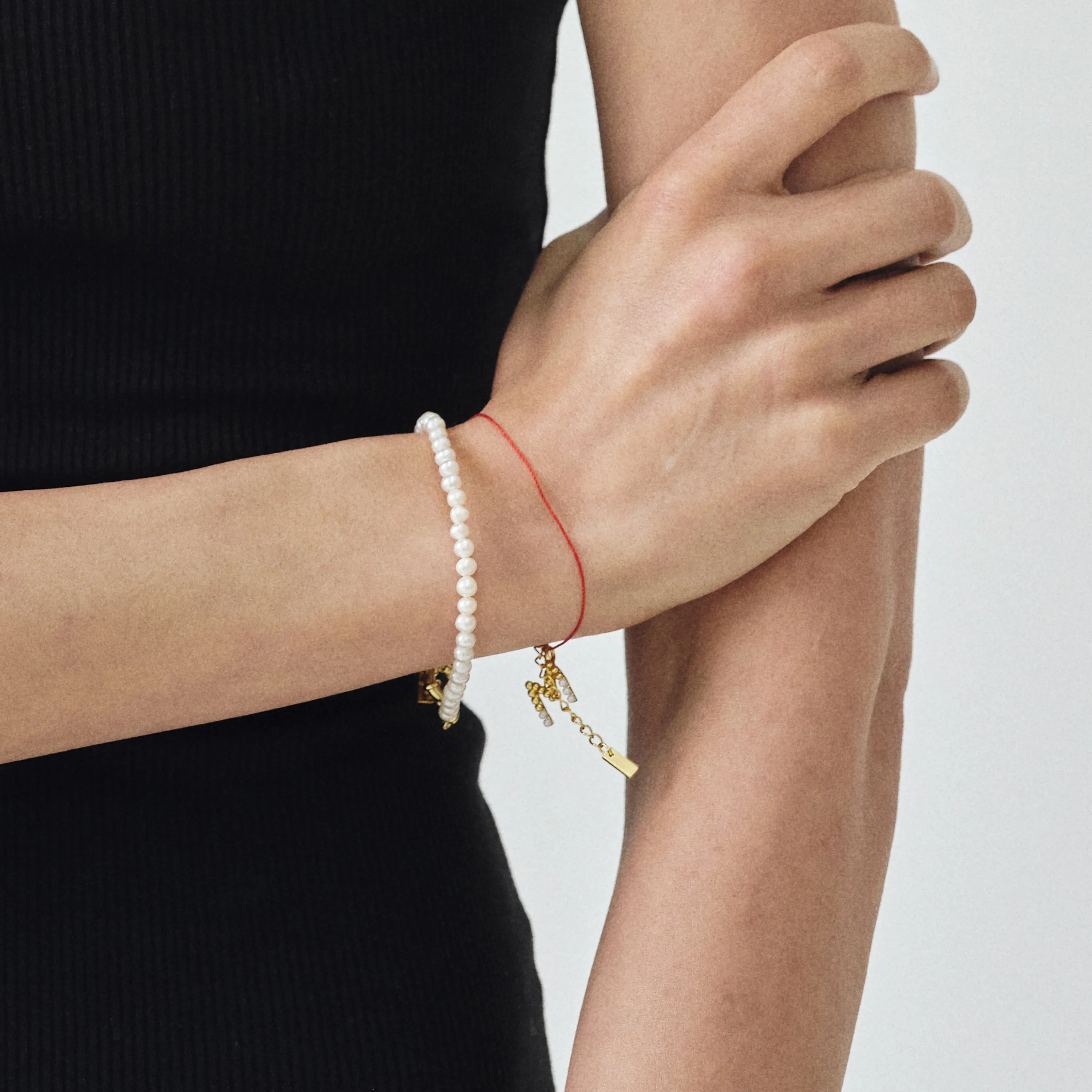 Dainty thread initial bracelet