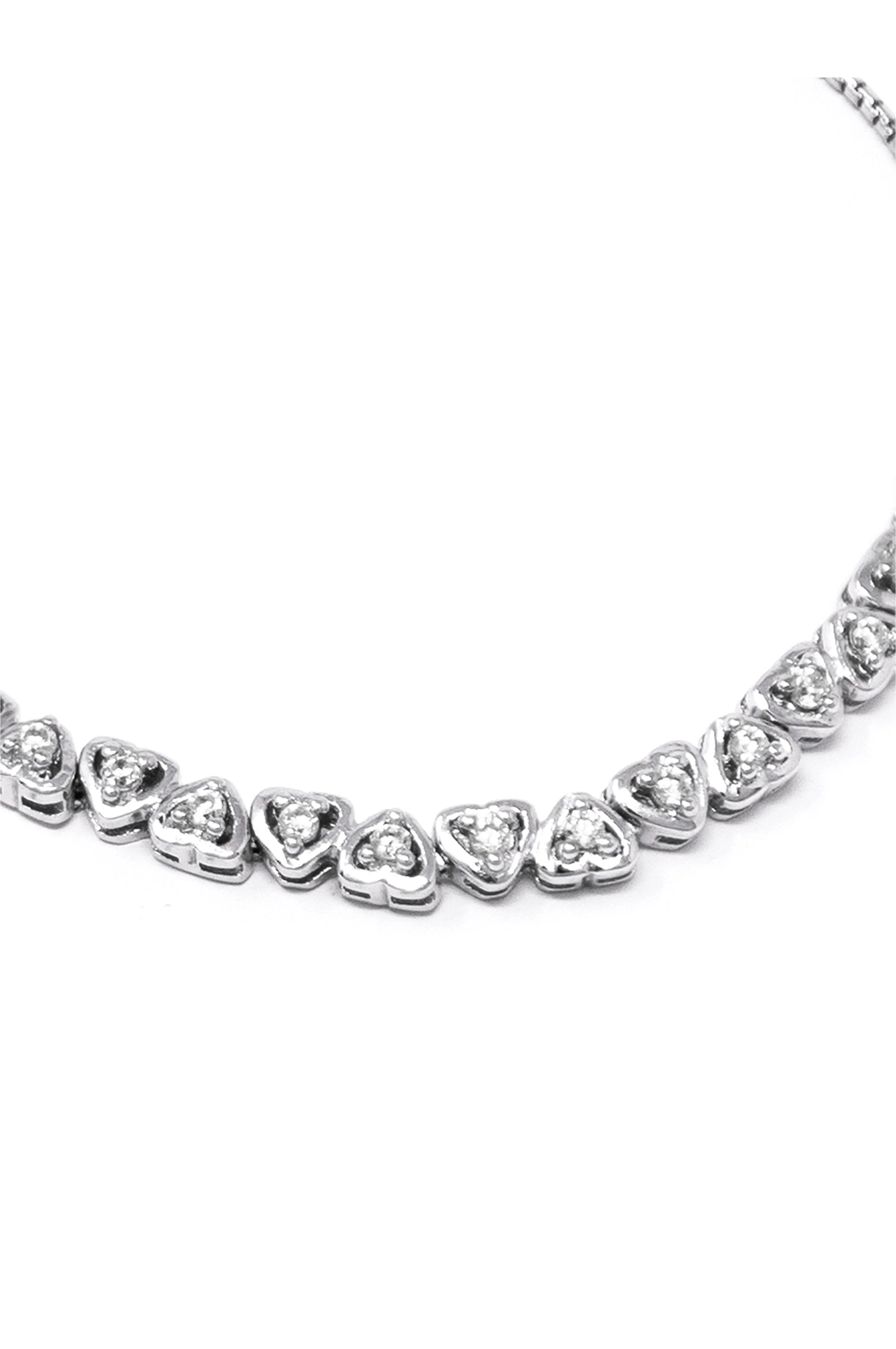 Dancing Hearts Sterling Silver Pull Chain Adjustable Bracelet