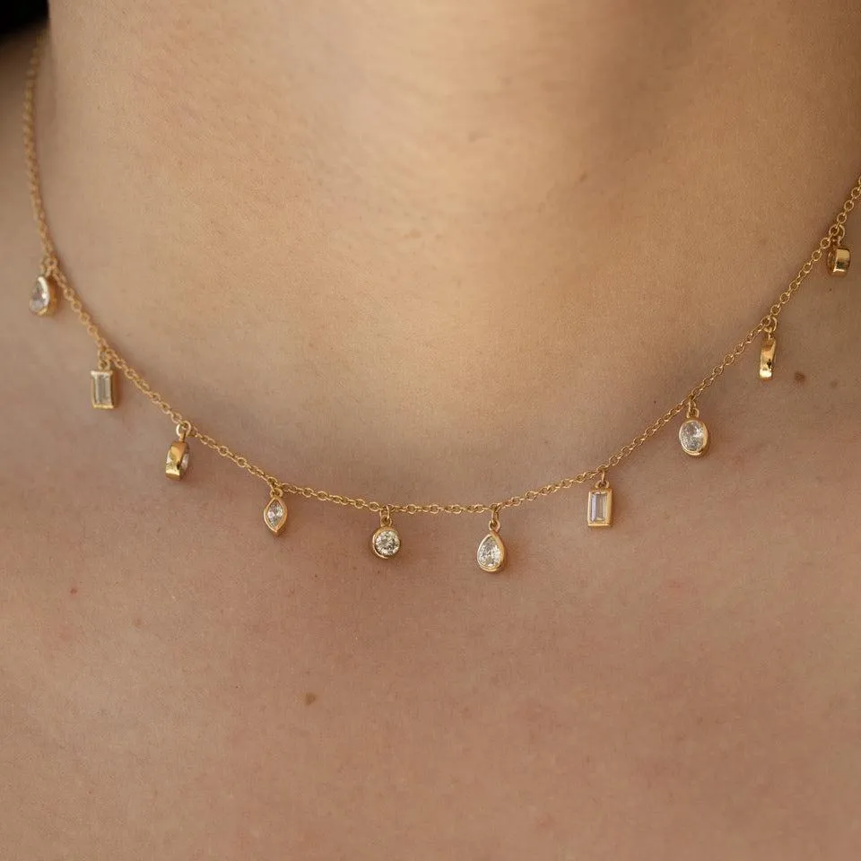 Daphne Clear CZ Gemstone Choker Necklace in Gold