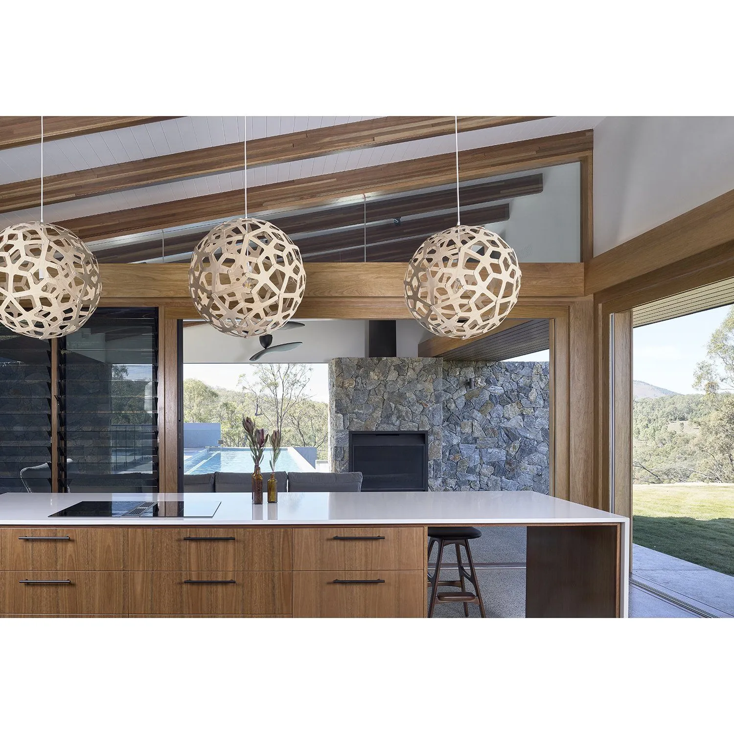 David Trubridge Natural Coral Bamboo Pendant Light