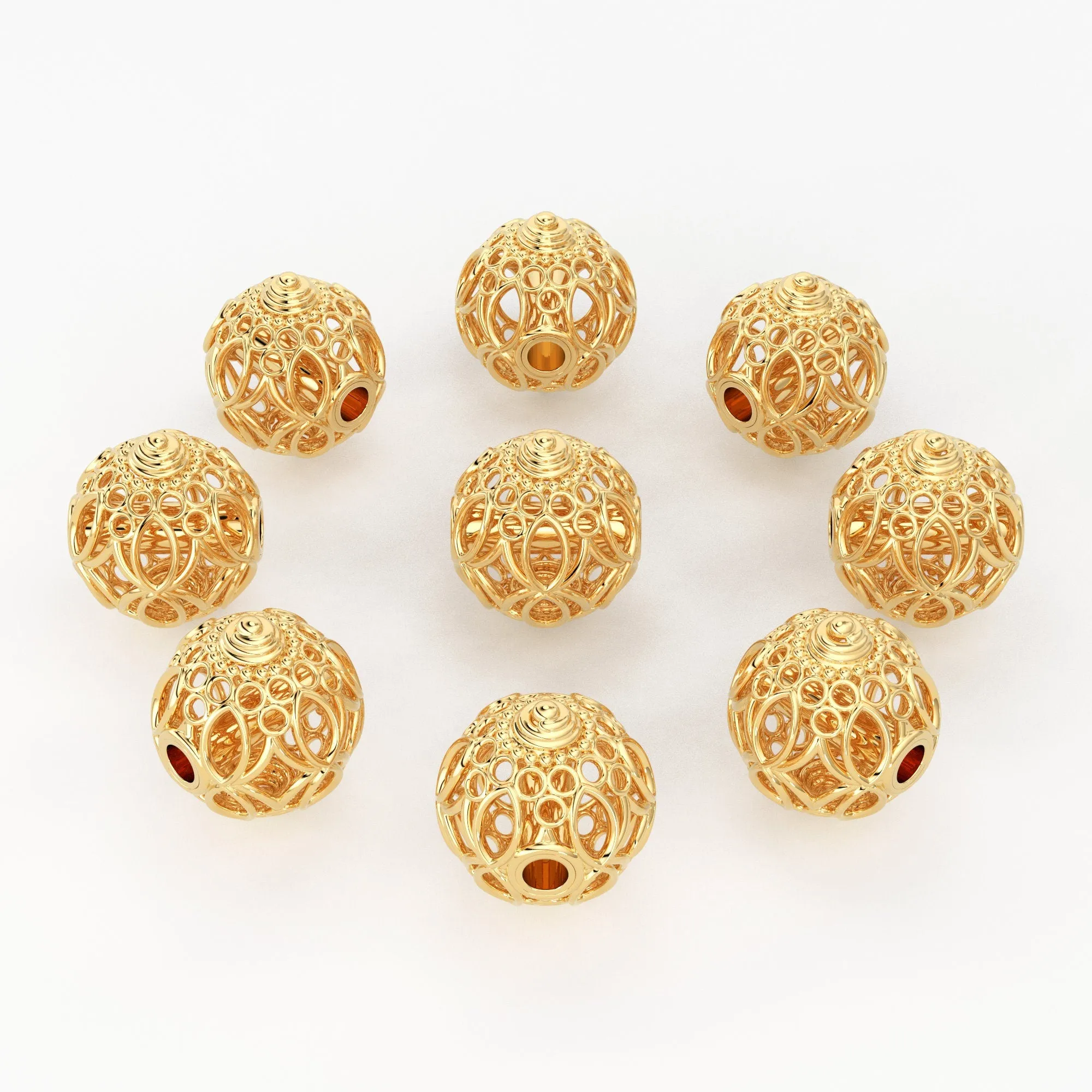 Designer Round Solid Gold Handmade Round Spacer Gold Bead Finding 6mm