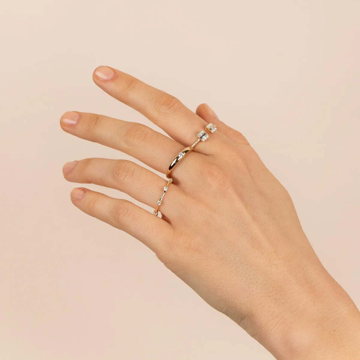 Diamond Bamboo Ring 14K