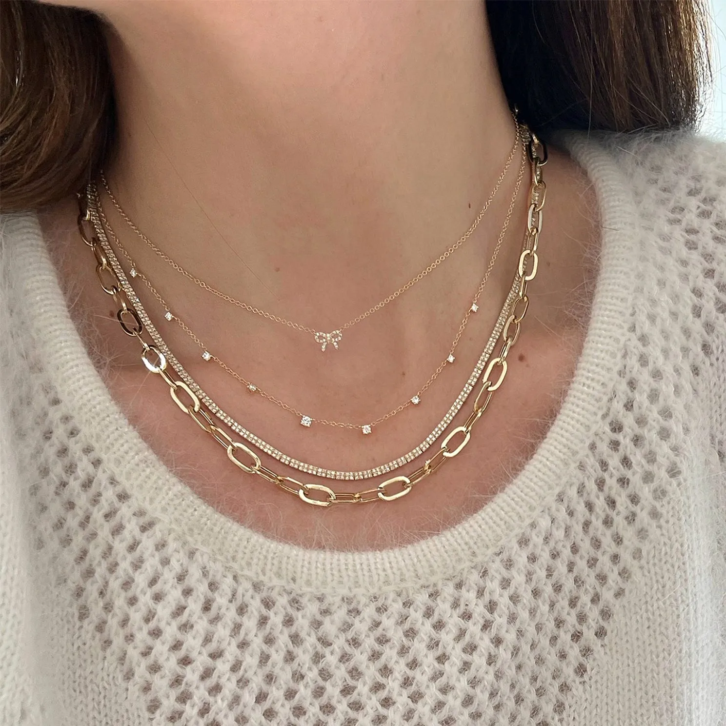 Diamond Mini Bow Necklace