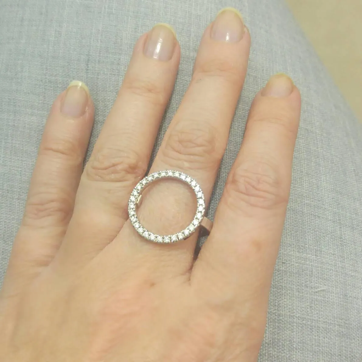Diamond Open Circle Ring