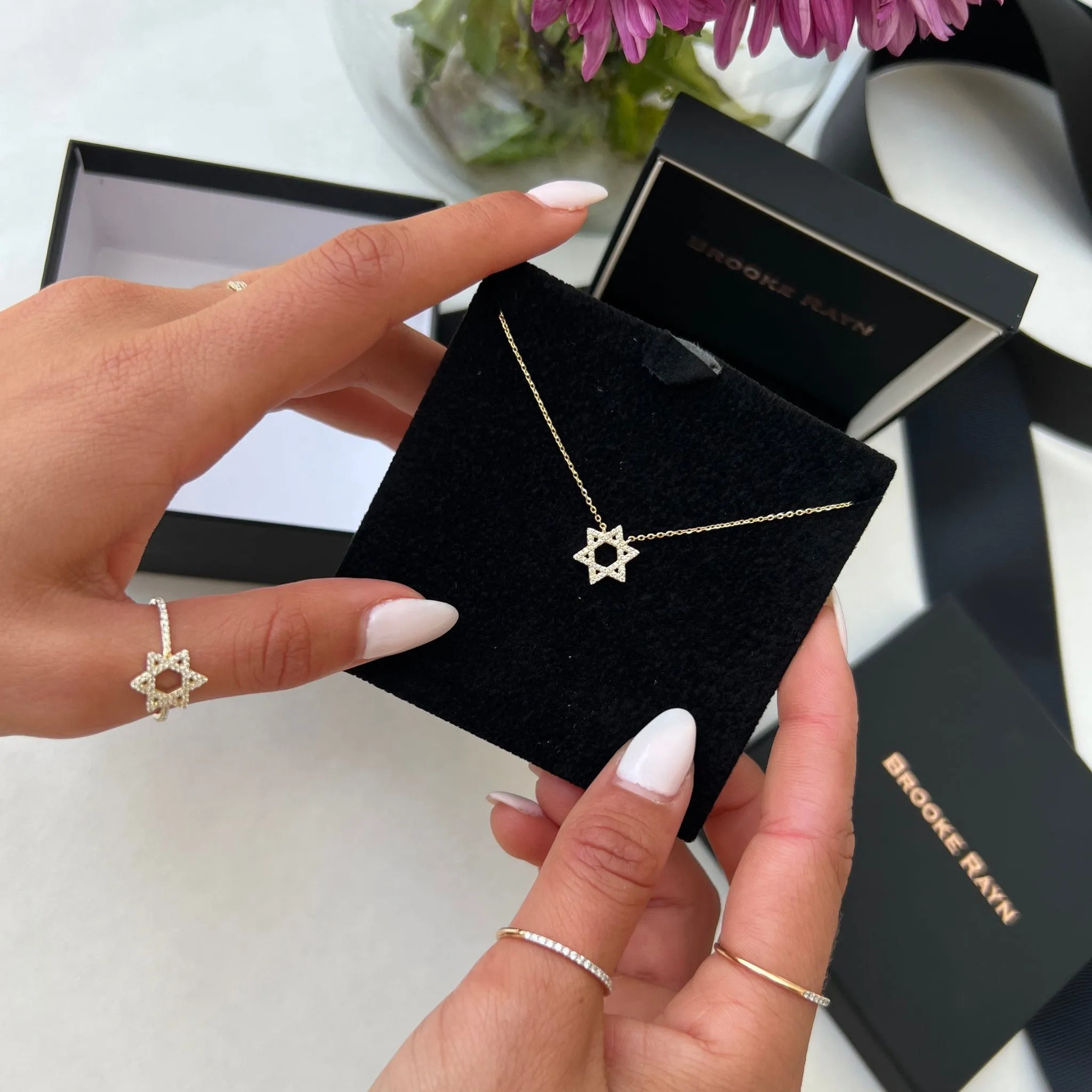Diamond Star of David Necklace