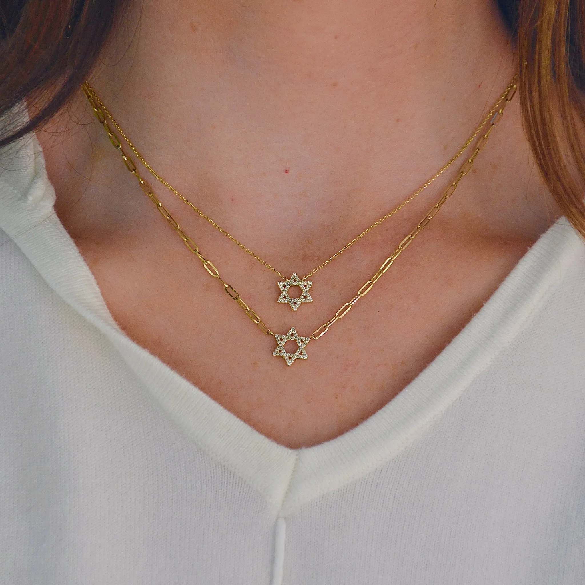 Diamond Star of David Necklace