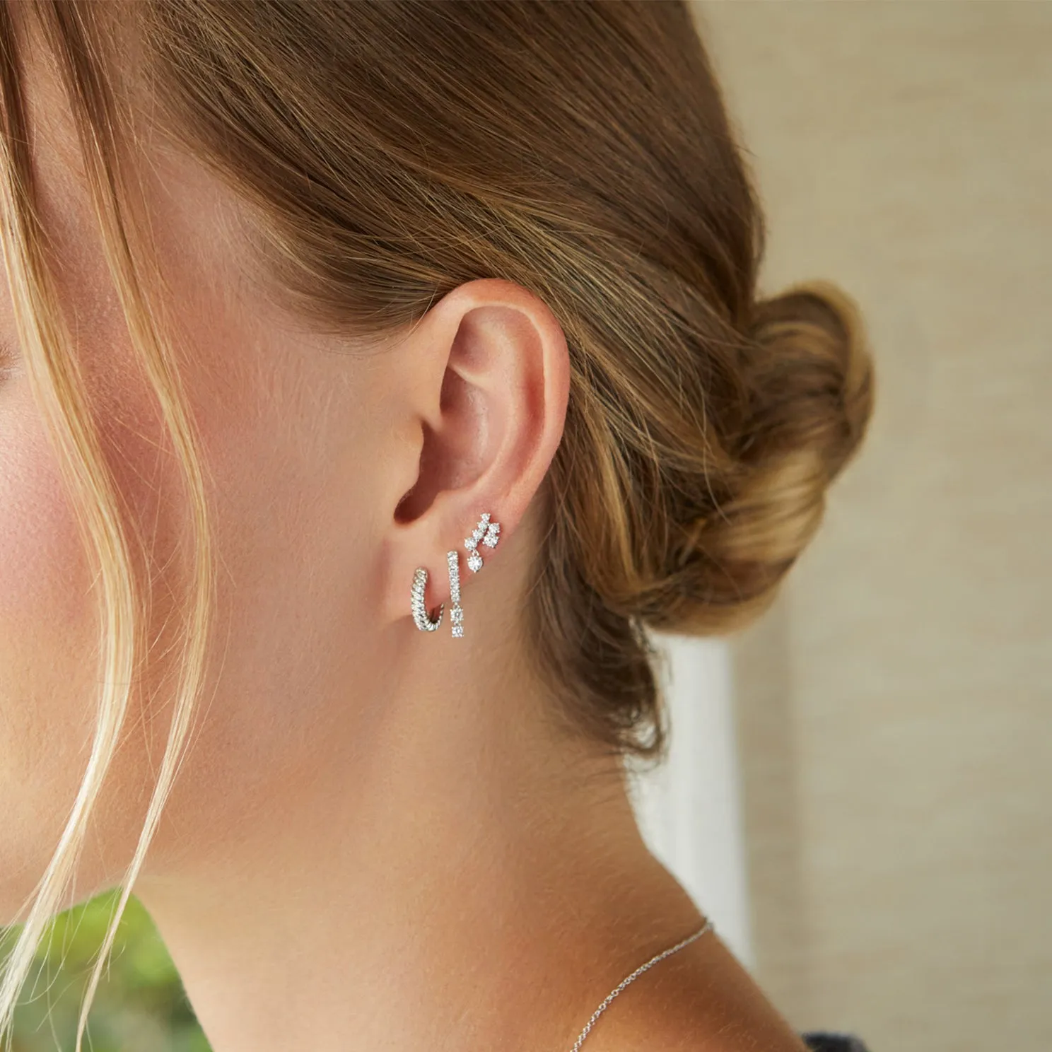 Diamond Twist Huggie Earring