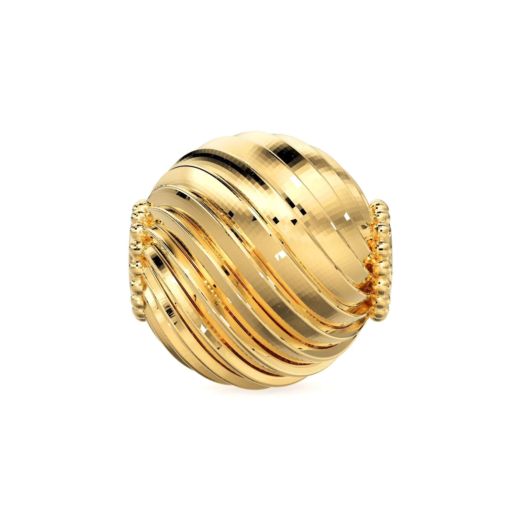 Disco Round 18k Solid Gold Spacer Beads Designer Layered Handmade Findings 6mm 8mm 10mm