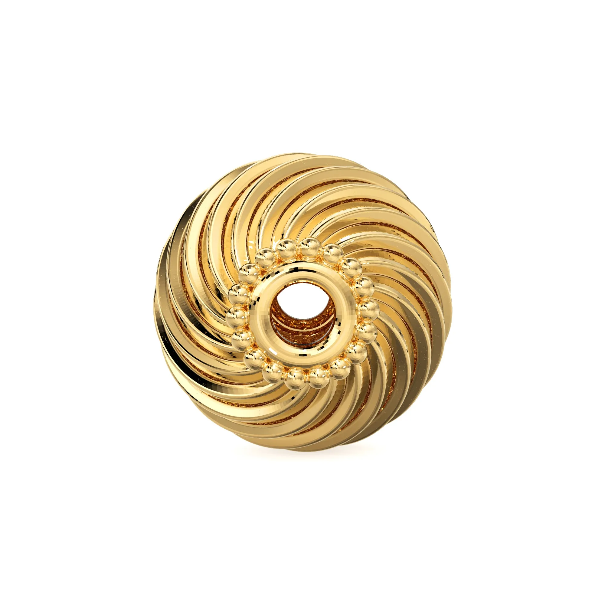 Disco Round 18k Solid Gold Spacer Beads Designer Layered Handmade Findings 6mm 8mm 10mm