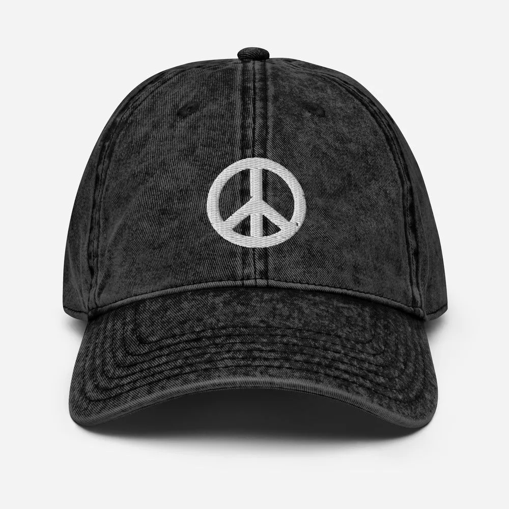 Distressed Peace Vintage Cotton Twill Hat