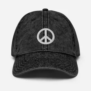 Distressed Peace Vintage Cotton Twill Hat
