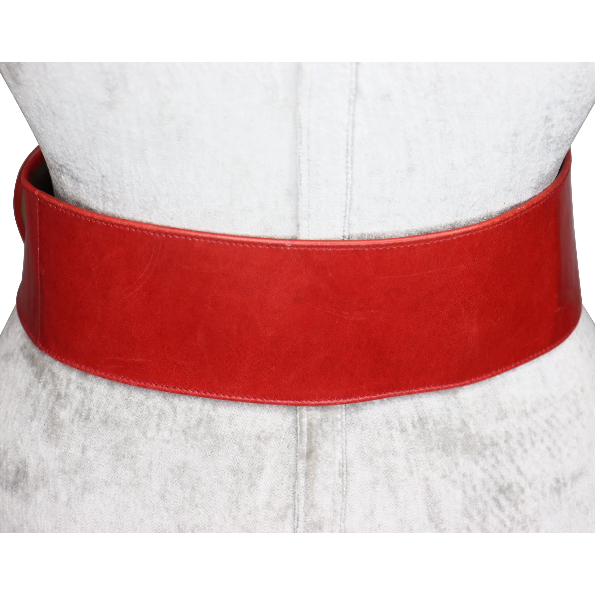 Donna Karan Red Leather w/ Goldtone Buckle Circa 1990s