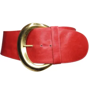 Donna Karan Red Leather w/ Goldtone Buckle Circa 1990s