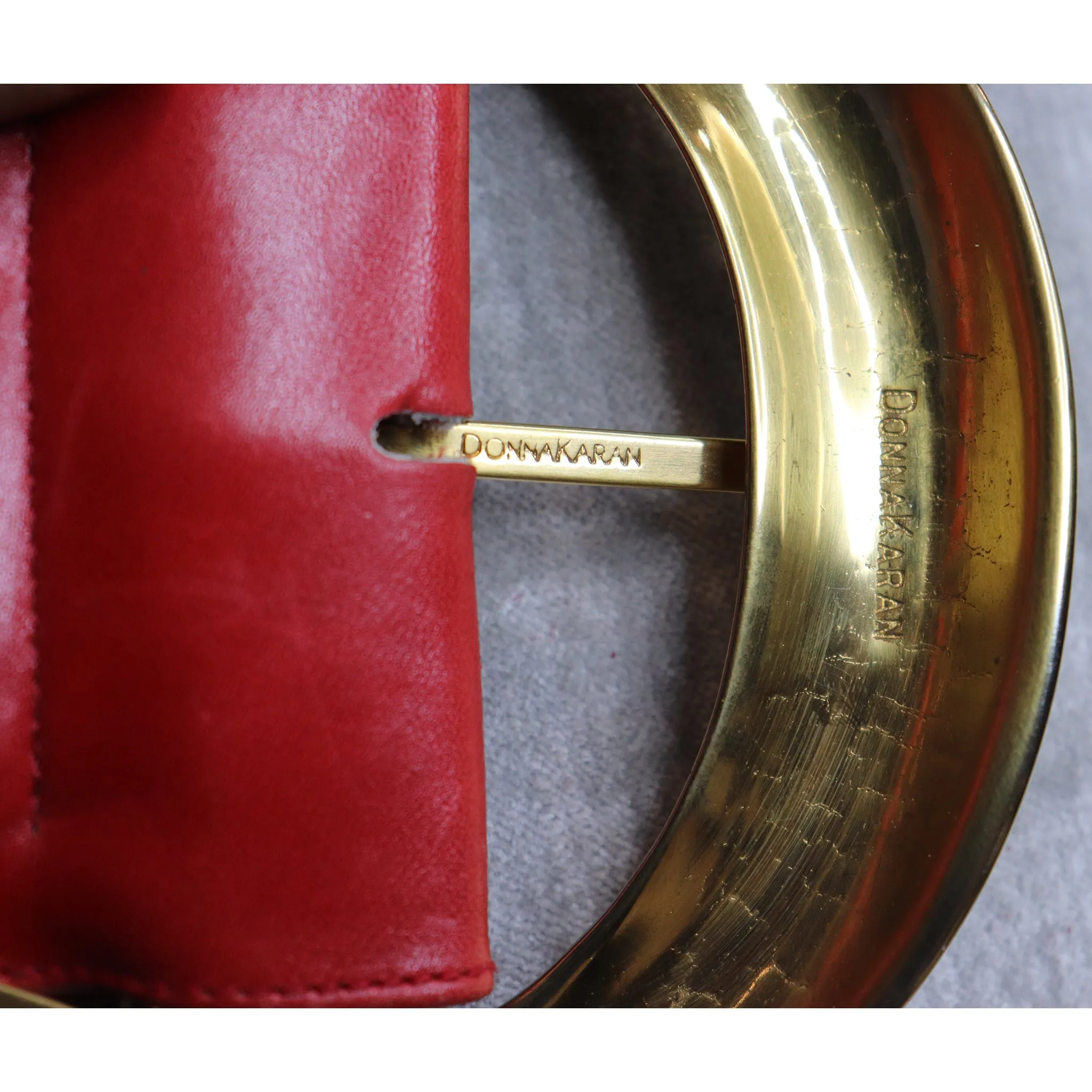 Donna Karan Red Leather w/ Goldtone Buckle Circa 1990s