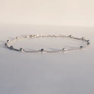 Duncan Silver Moon Cut Bead Anklet