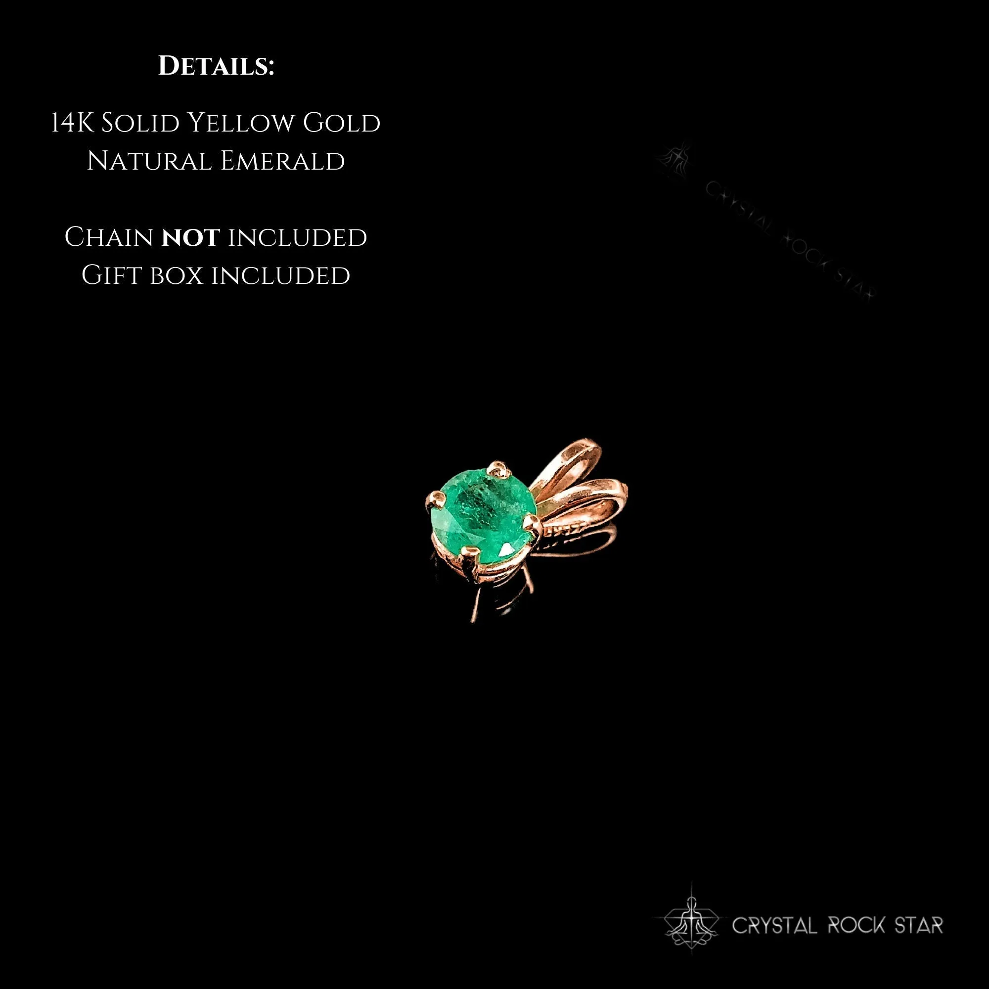 Emerald Dainty Solitaire 14K Gold Pendant Charm