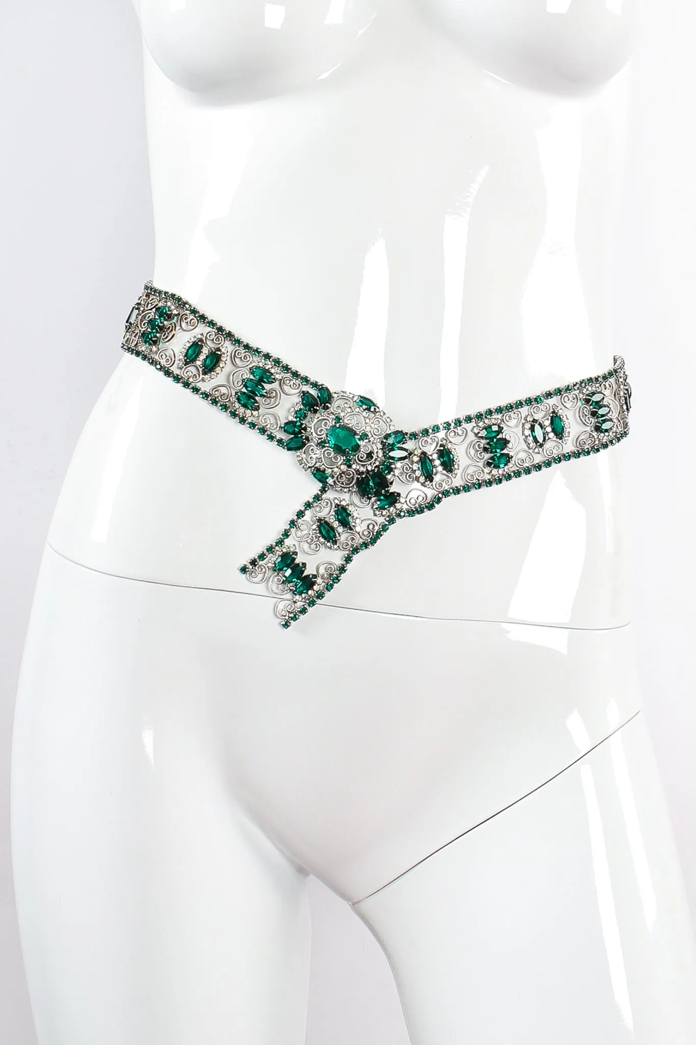 Emerald Rhinestone Metal Lace Belt