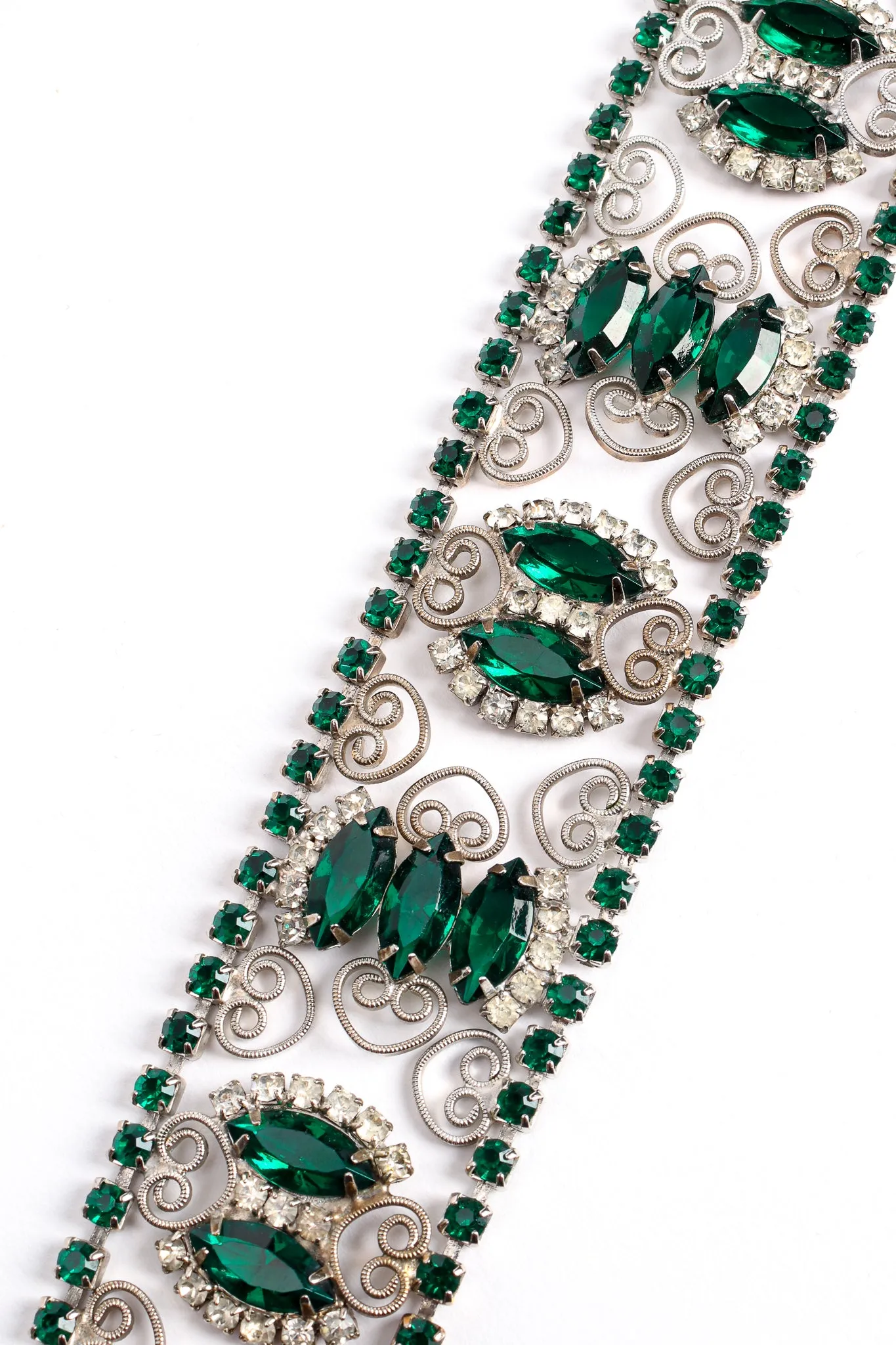 Emerald Rhinestone Metal Lace Belt
