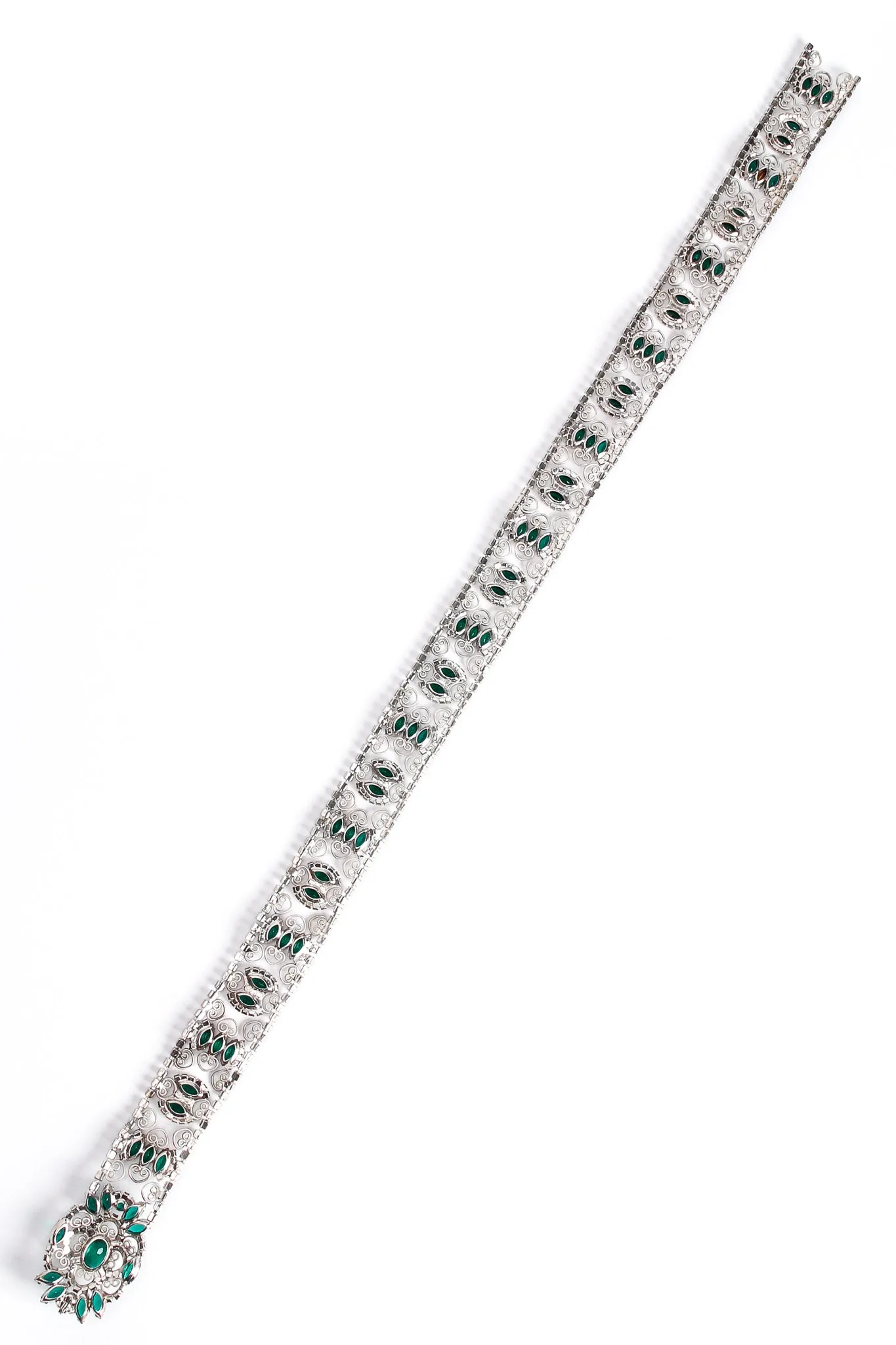 Emerald Rhinestone Metal Lace Belt