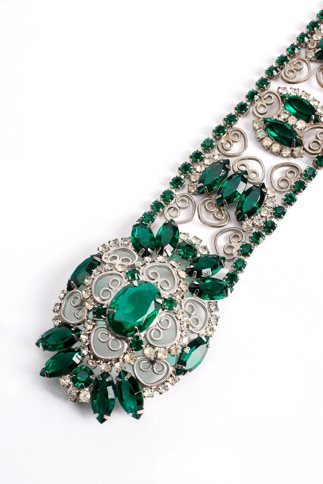 Emerald Rhinestone Metal Lace Belt