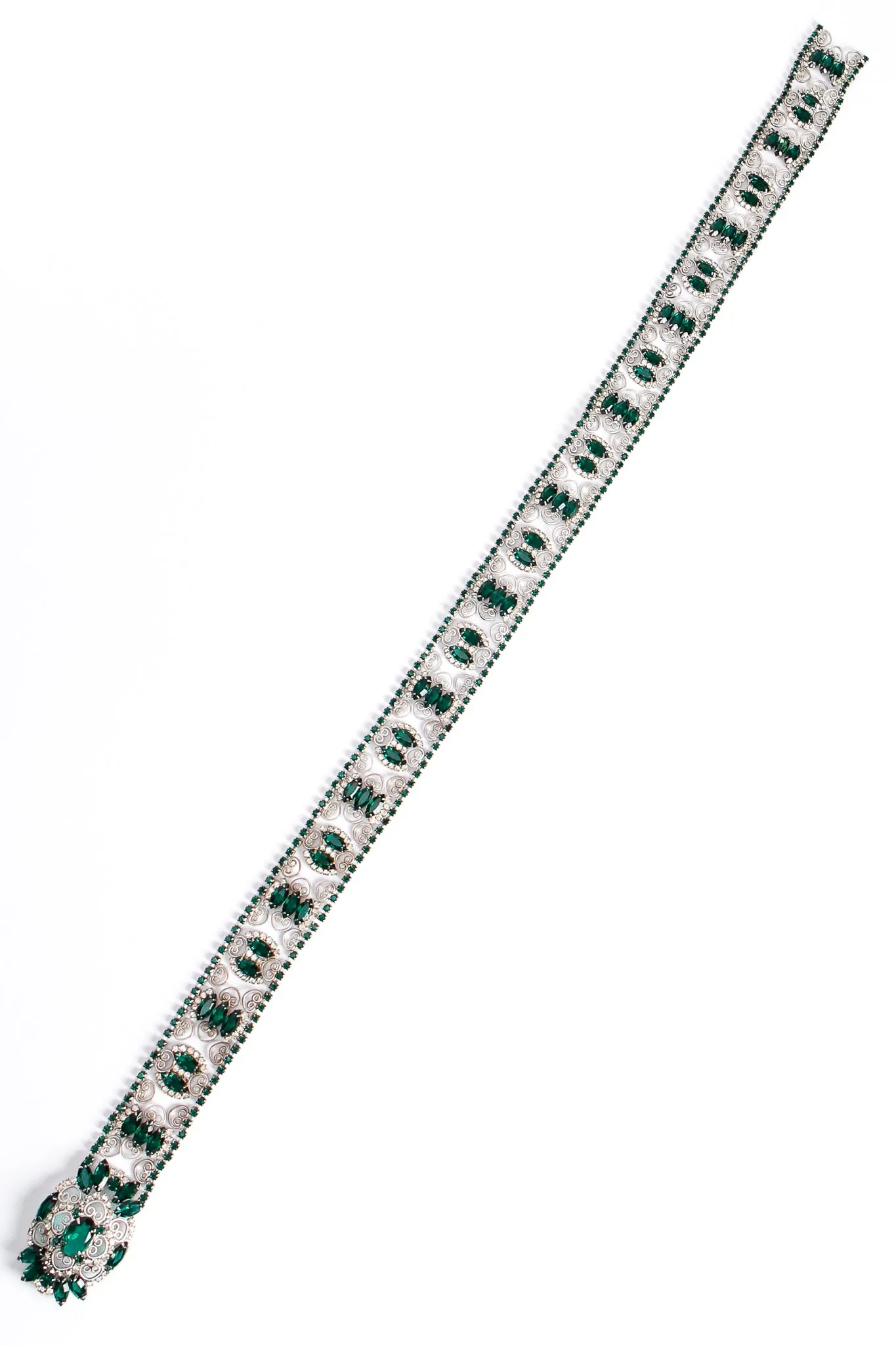Emerald Rhinestone Metal Lace Belt