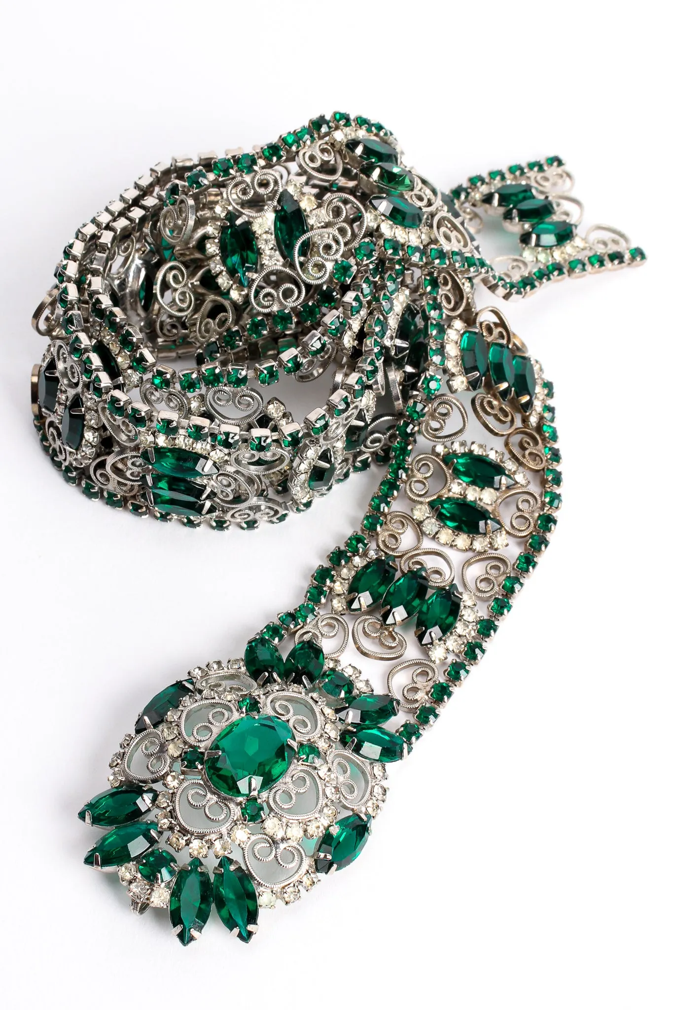 Emerald Rhinestone Metal Lace Belt