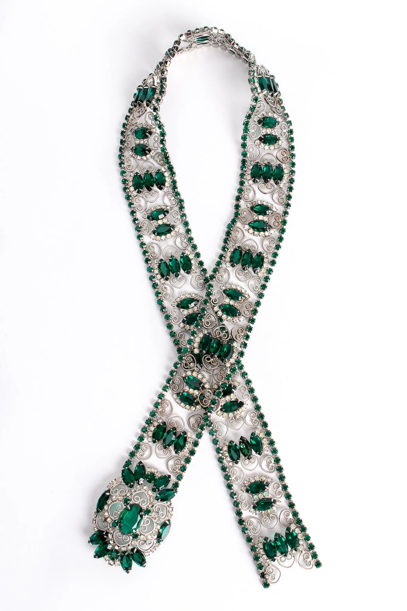 Emerald Rhinestone Metal Lace Belt