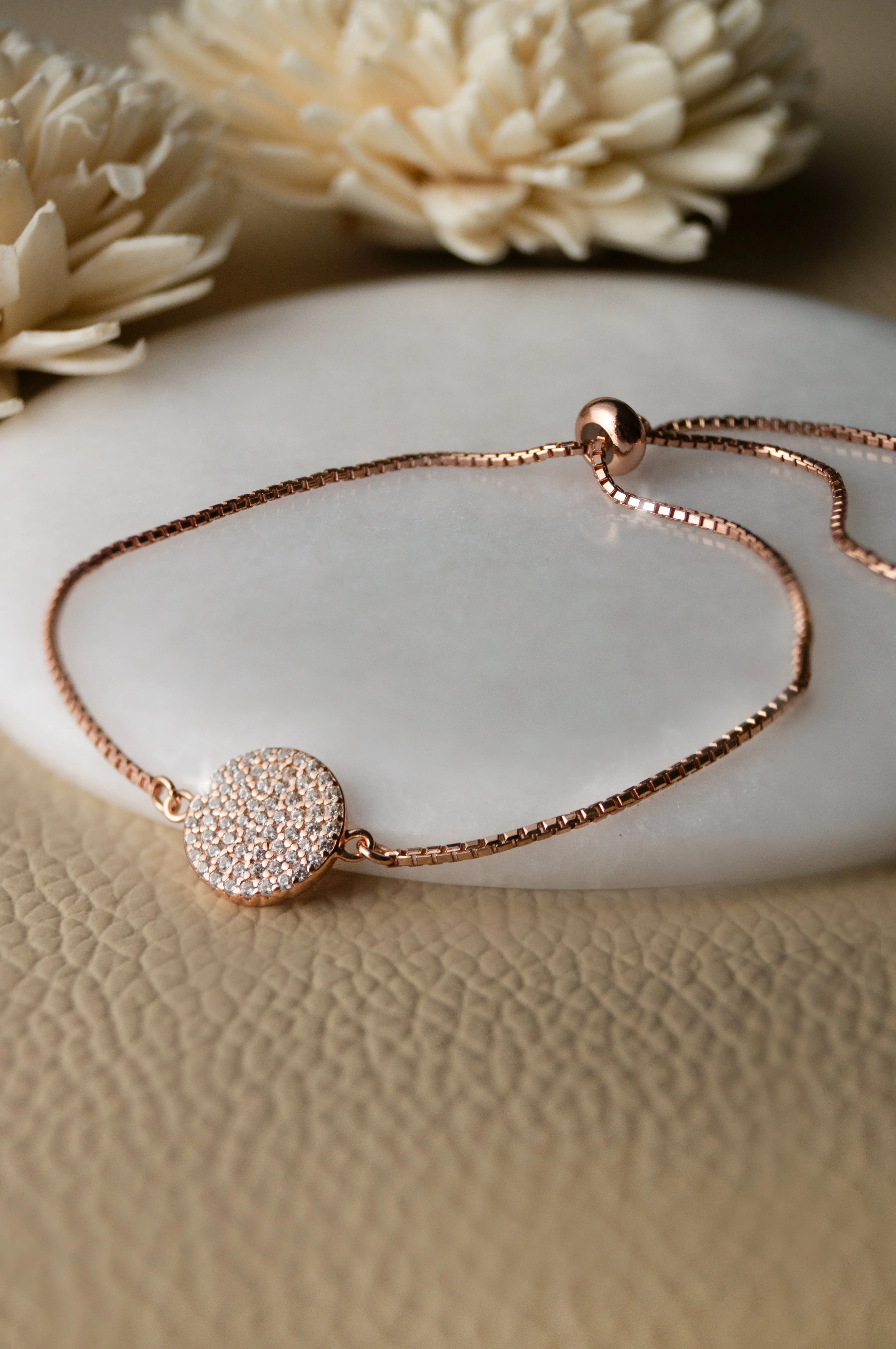 Enchanting Sparkly Disk Sterling Silver Pull Chain Bracelet