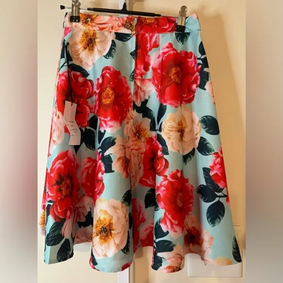 Extrasmall Floral Print Unique Vintage Skirt