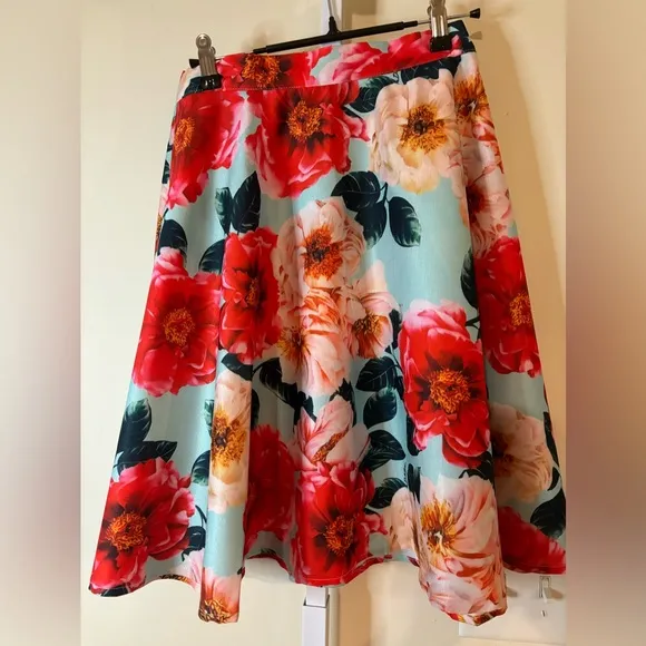 Extrasmall Floral Print Unique Vintage Skirt