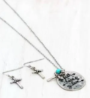 Faith Hope Love Necklace Set (Silvertone)