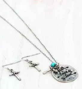 Faith Hope Love Necklace Set (Silvertone)